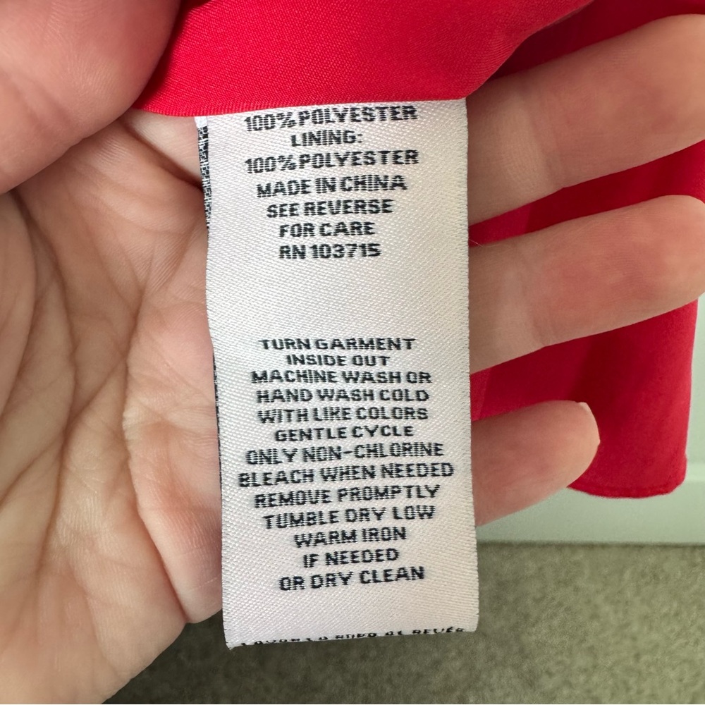 Nanette Lepore Red Smocked Pleated Dress Size 12 Mock Neck Evening Wedding - Picture 14 of 16